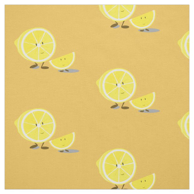 Tissu Demi de citron et tranche de sourire de citron (Échantillon)