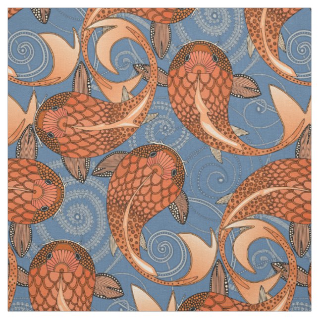 Tissu denim de poisson paisley (Échantillon)
