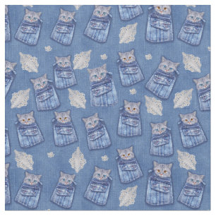 Tissu Denim texturé Kitten Fun Seamless Repeats