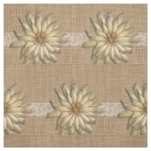 Tissu Dentelle de toile de jute et copie de fleur de Tan