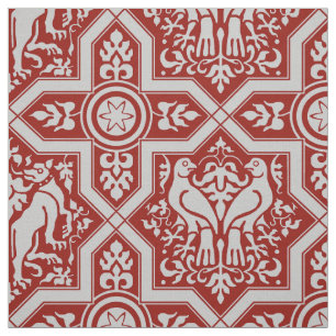 Tissu Dentelle médiévale Oiseaux et Hounds