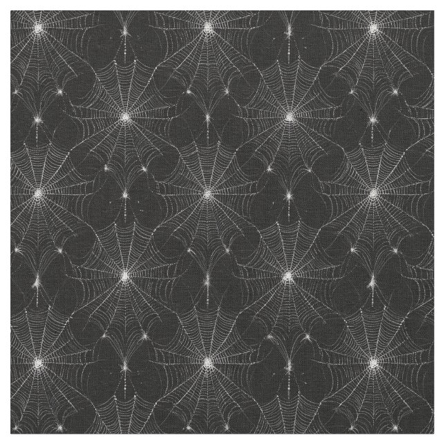 Tissu Dentelle Spiderweb argenté en noir (Fermer)