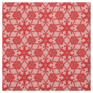 Tissu Dentelles anciennes - rouge profond et blanc