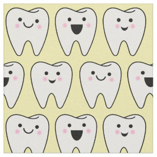 Tissu Dents mignons Dentils Fée Dentiste Dentaire Jaune