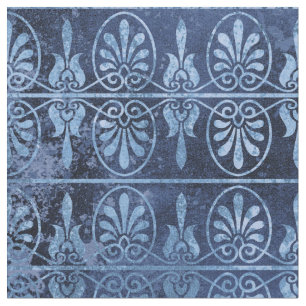 Tissu Des manuscrits Art déco et des fans en bleu