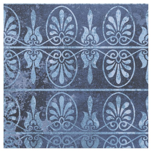 Tissu Des manuscrits Art déco et des fans en bleu (Fermer)