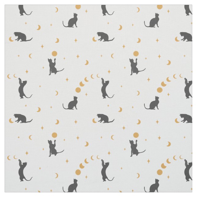 Tissu des phases de lune de chat noir (Échantillon)