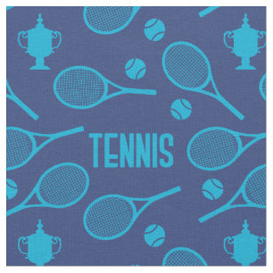 Tissu Des raquettes de tennis bleues sur navy - personna