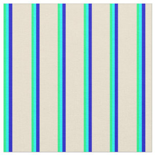 Tissu Des rayures vertes, aqua, bleues et beiges