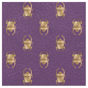 Tissu Des scarabées égyptiens d'or métallique sur le 