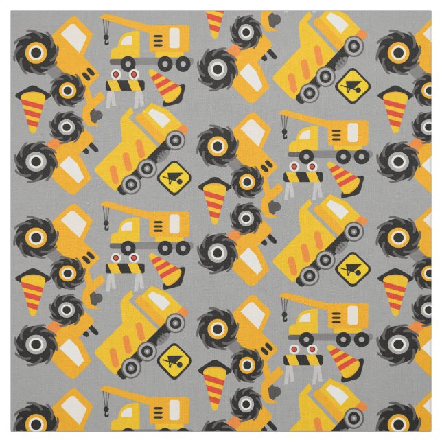 Tissu des véhicules de construction jaune (Échantillon)