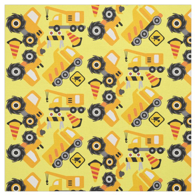 Tissu des véhicules de construction jaune (Échantillon)