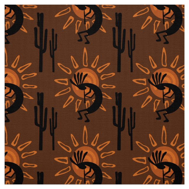 Tissu Désert de Kokopelli Sud-Ouest Sun Brown (Échantillon)