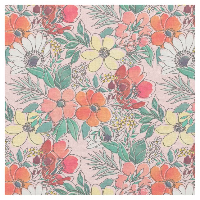 Tissu Design à motif floral rose mignon (Fermer)