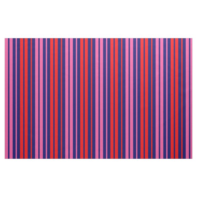 Tissu Design à rayures verticales bleu marine rouge rose (Fat Quarter)