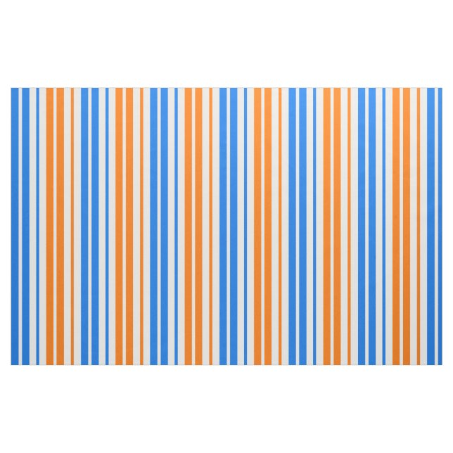 Tissu Design bandes verticales orange bleu blanc   (Fat Quarter)
