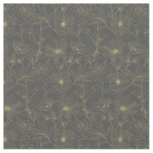 Tissu Design de fleurs de jardin simples or