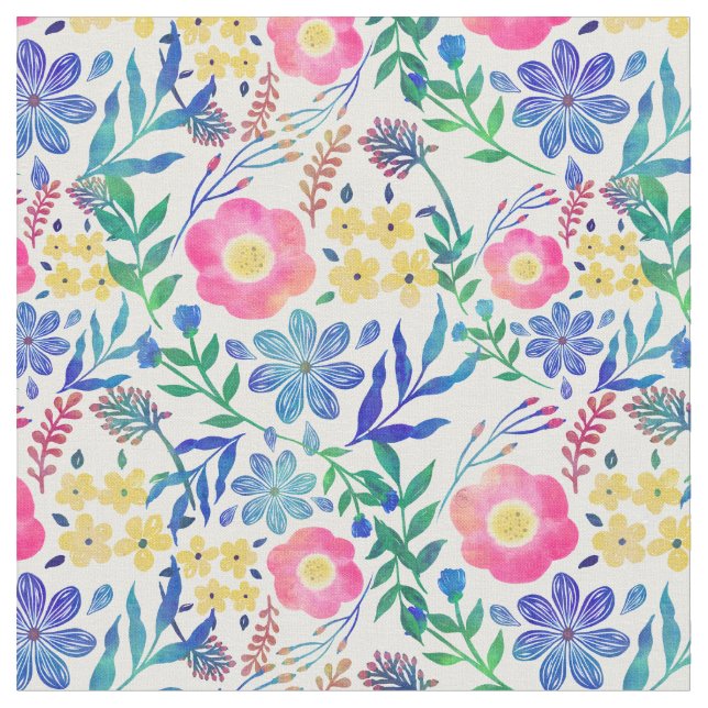 Tissu Design élégant de peinture à la main de fleurs ros (Fermer)