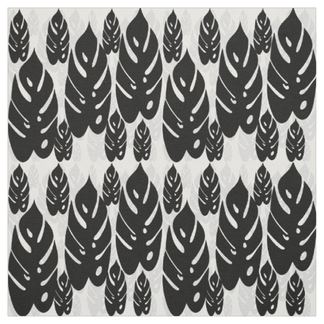 Tissu Design Feuille noir et blanc (Échantillon)