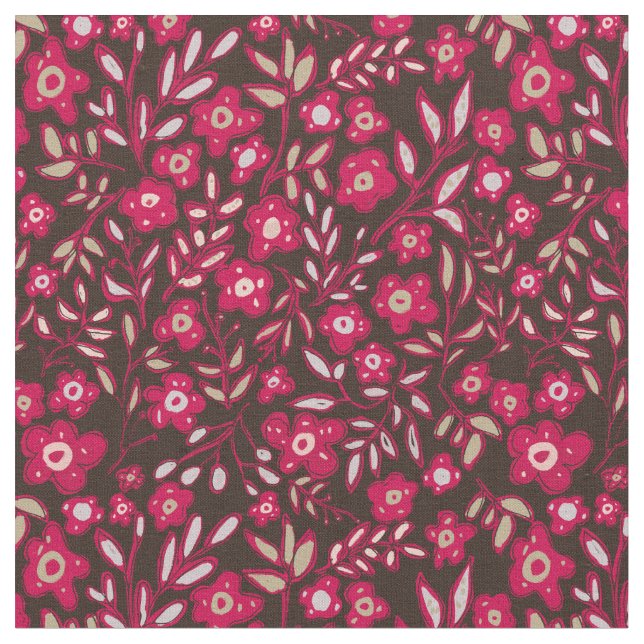 Tissu Design floral en Magenta Riche et noir (Fermer)