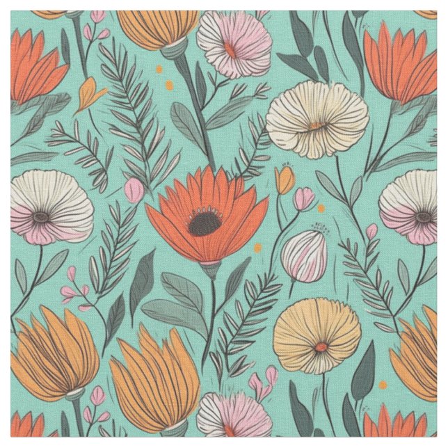 Tissu Design graphique moderne à motifs floraux sans cou (Fermer)