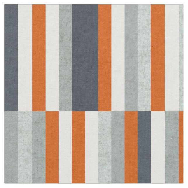 Tissu Design maritime nautique, Rayures Orange, Bleu (Fermer)