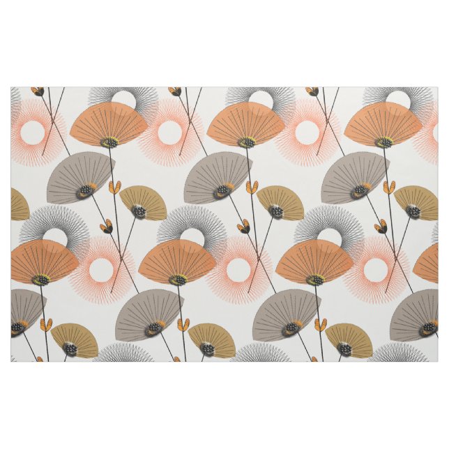 Tissu Design Moderne Motif Floral Du Milieu Du Siècle (Fat Quarter)