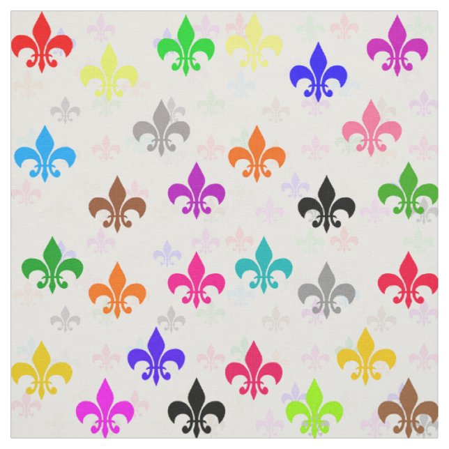 Tissu Design Motif couleur blanc Fleur de lis (Échantillon)