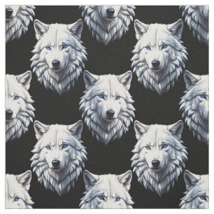 Tissu Design Motif de tête de loup blanc