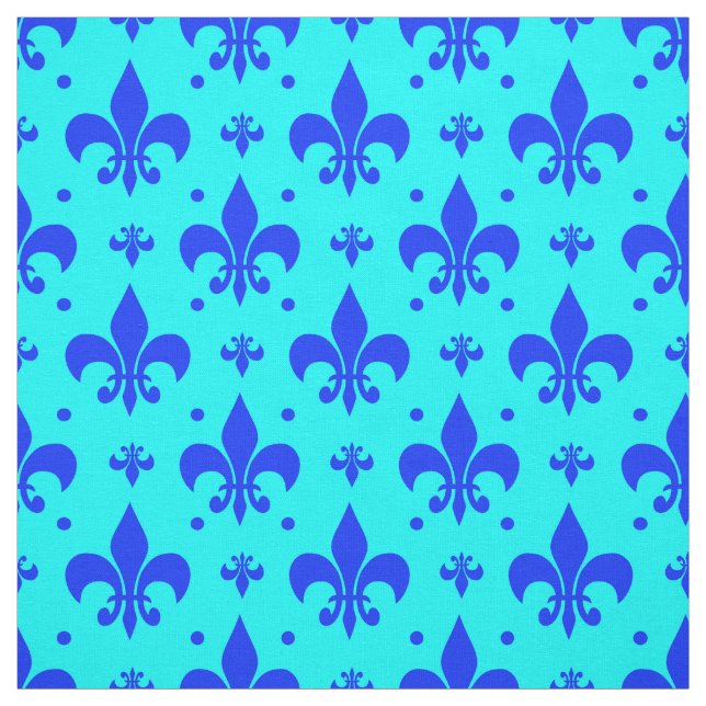 Tissu Design Motif Fleur de lis bleu (Échantillon)