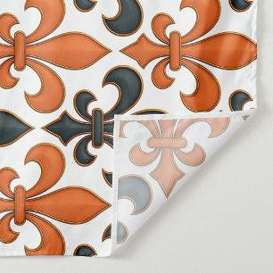 Tissu Design Motif Orange noir baroque Fleur-de-lis