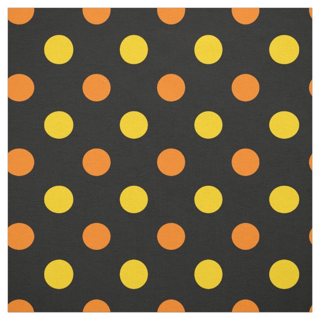 Tissu Design Orange Jaune Sur Points noirs  (Échantillon)