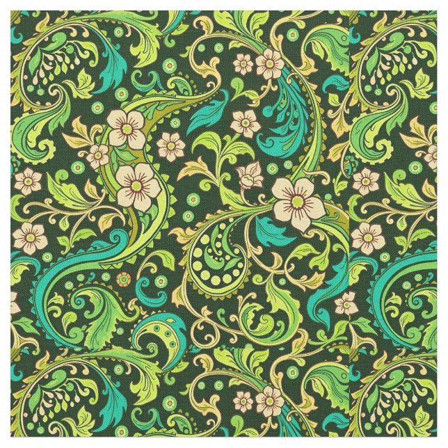 Tissu Design Paisley Vert (Fermer)
