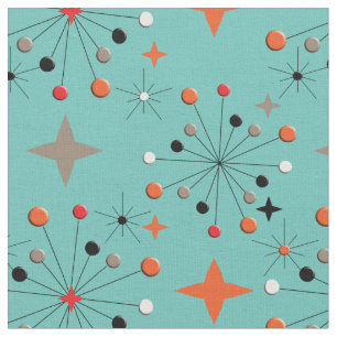 Tissu Design rétro étoilé atomique des années 1950