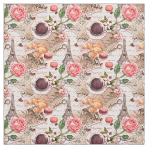 Tissu Design vintage avec vieilles lettres et thé à Pa