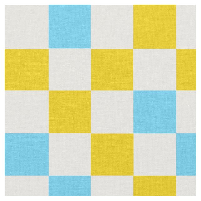 Tissu Dessin à carreaux jaune blanc bleu (Fermer)