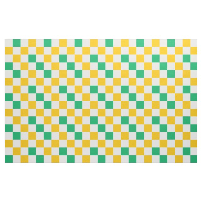 Tissu Dessin à carreaux jaune blanc vert (Fat Quarter)