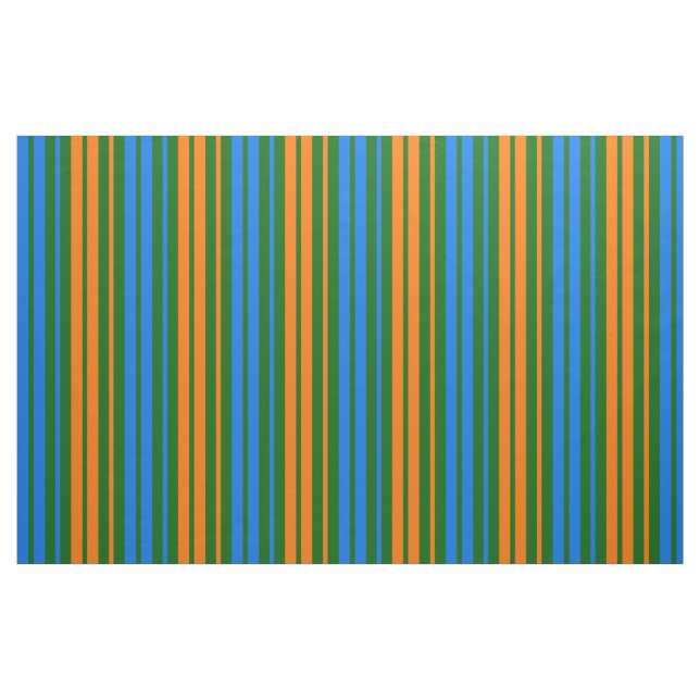Tissu Dessin à rayures verticales vert orange bleu   (Fat Quarter)