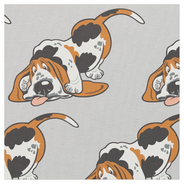 Tissu dessin animé Basset Hound (Fermer)