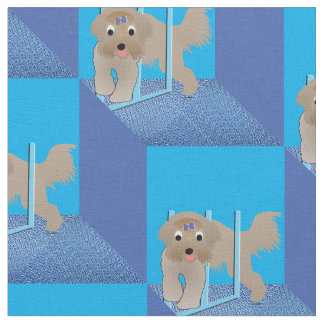 Tissu Dessin animé Bearded Collie v2