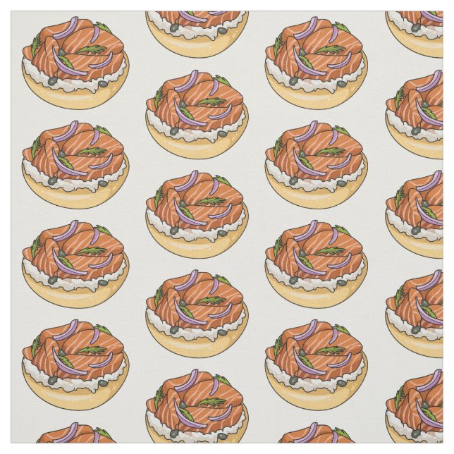 Tissu dessin animé de bagel saumon (Échantillon)