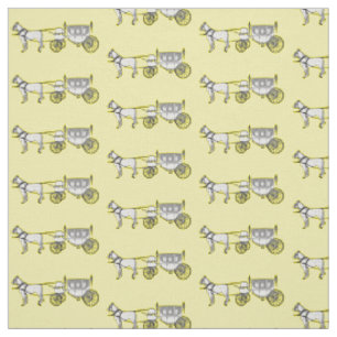 Tissu dessin animé mariage cheval & calèche