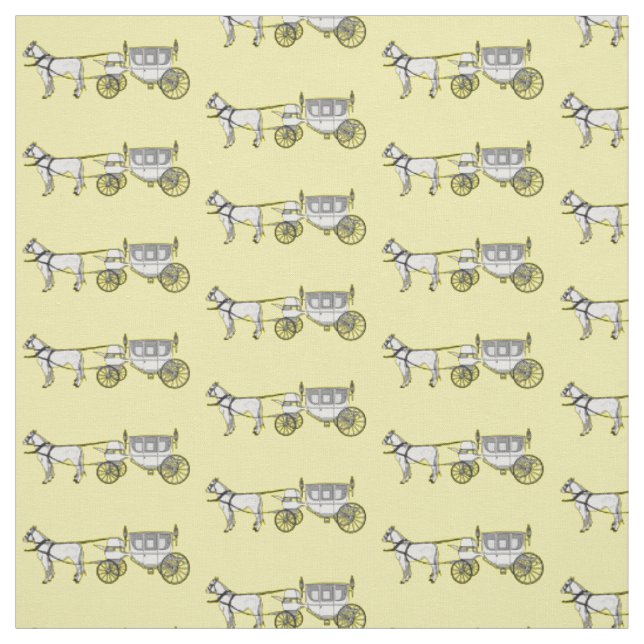 Tissu dessin animé mariage cheval & calèche (Échantillon)