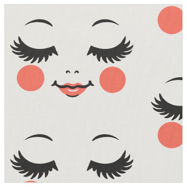 Tissu dessin animé mignon poupée visage illustrations (Fermer)