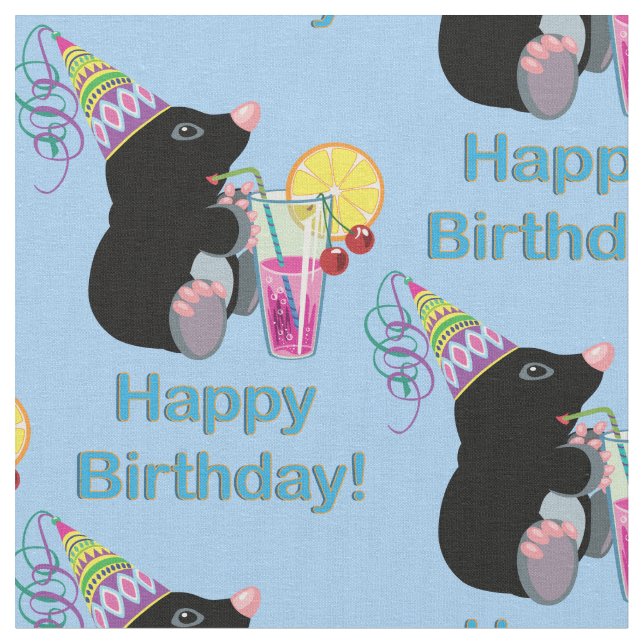 Tissu dessin animé mole. Joyeux anniversaire ! (Fermer)