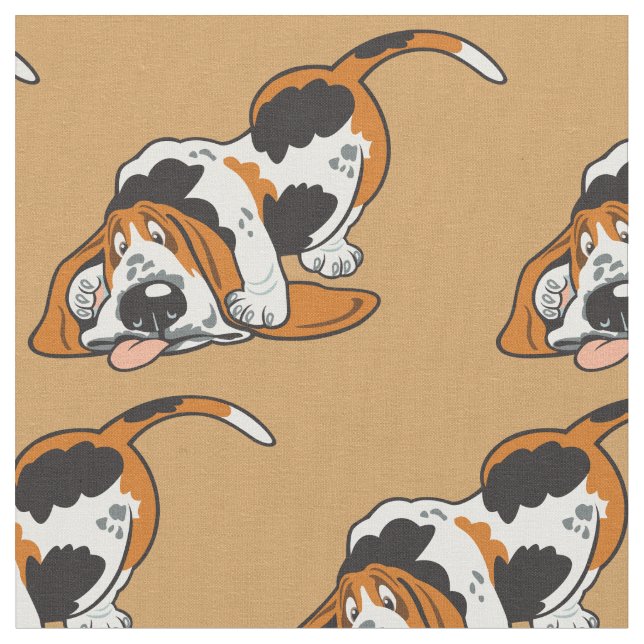 Tissu dessin Basset Hound Fabric (Fermer)