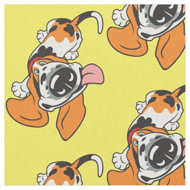 Tissu dessin Basset Hound Fabric (Fermer)