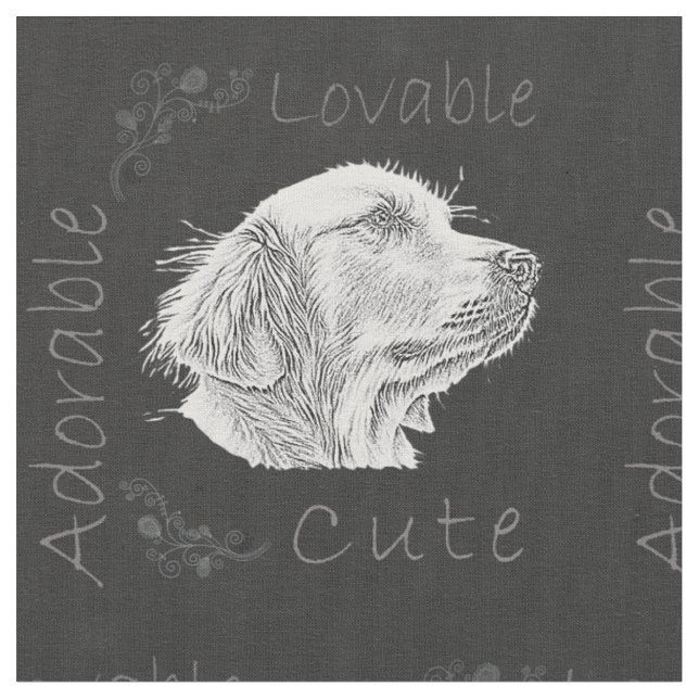 Tissu Dessin de craie de golden retriever (Fermer)