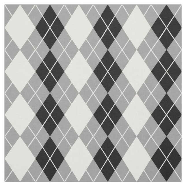 Tissu Dessin de diamant en argyre gris noir et blanc (Échantillon)