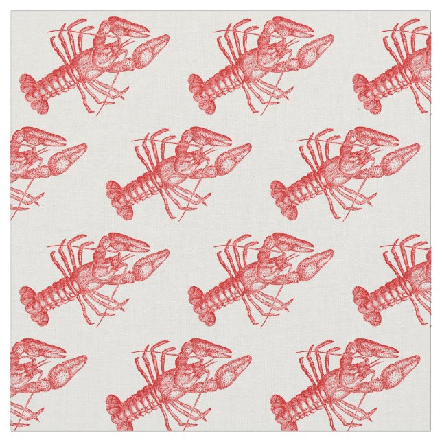 Tissu Dessin de homard rouge vintage no 1 (Fermer)